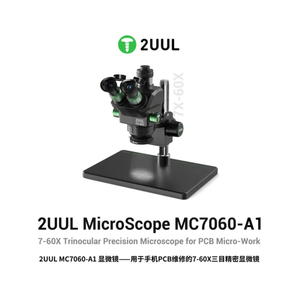 2UUL MC7060-A1 Microscope 7-60X Zoom Trinocular Precision Microscope