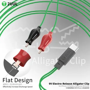 2uul PW03 9V Electro-Release Alligator Clip with Type-C Port for iPhone 16 Battery Adhesive Removal