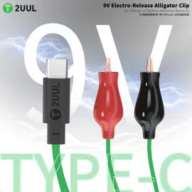2uul PW03 9V Electro-Release Alligator Clip with Type-C Port for iPhone 16 Battery Adhesive Removal