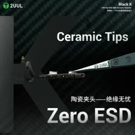 2UUL TW32 Black K Flat Tip ESD-Safe Ceramic Tweezer