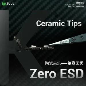 2UUL TW32 Black K Flat Tip ESD-Safe Ceramic Tweezer