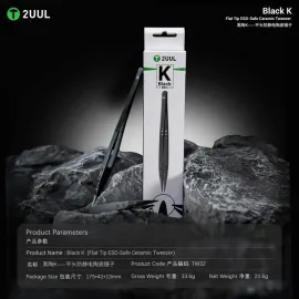 2UUL TW32 Black K Flat Tip ESD-Safe Ceramic Tweezer