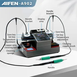 AIFEN A902 Dual Station Soldering Rework Station with C115 C210 C245 Handle Support