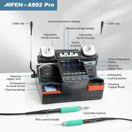 AIFEN A902 Pro Dual Station Soldering Rework Station for PCB Repair with C115 C210 C245 Handle Support