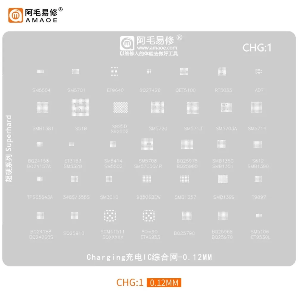 AMAOE CHG1 0.12mm Charging IC Comprehensive BGA Reballing Stencil