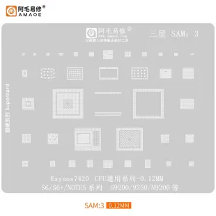 AMAOE SAM3 0.12mm Exynos 7420 CPU BGA Reballing Stencil for Samsung Galaxy S6 and Note5