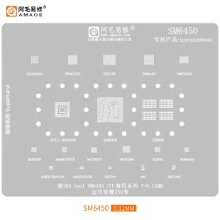 AMAOE SM6450 0.12mm CPU BGA Reballing Stencil for Snapdragon 6 Gen 1 & Honor X50