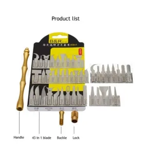 B&R X4301 43-in-1 BGA Maintenance Knife Set for iPhone CPU, NAND & IC Glue Removal