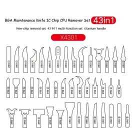 B&R X4301 43-in-1 BGA Maintenance Knife Set for iPhone CPU, NAND & IC Glue Removal