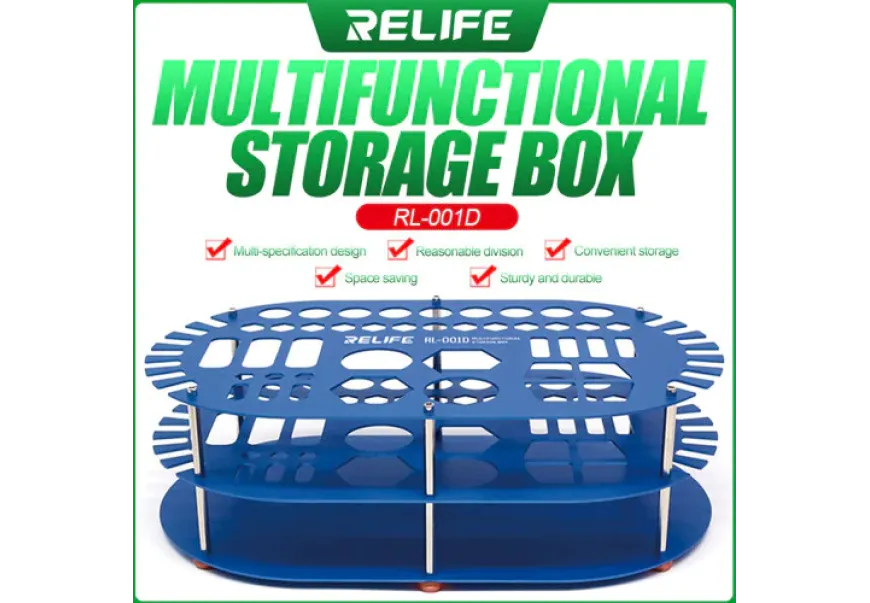 RELIFE RL-001D Multifunction Large Capacity Maintenance Storage Rack Tweezers Screwdriver Repair Tool Desktop Tidy Storage Box