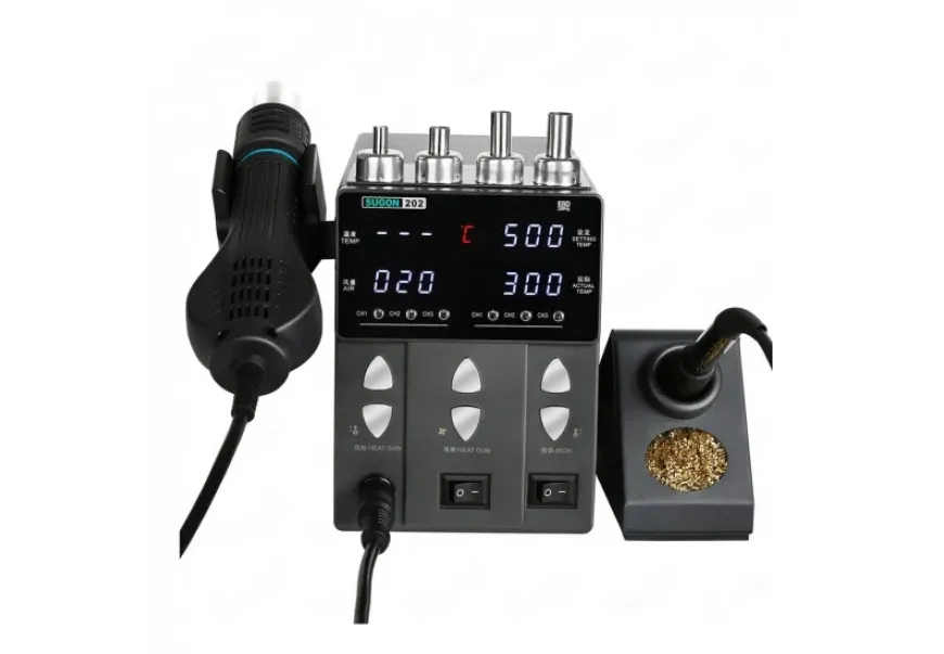 SUGON 202 760W 2-in-1 Soldering Iron & Hot Air Gun Rework Station for PCB, IC, SMD & BGA Repair