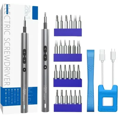 Mini Power Automatic Screwdriver, 28 IN 1 Electric Cordless Precision Screwdriver Set with 24 Bits Rechargeable Portable