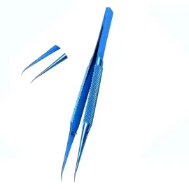 Blue 0.15 Titanium Precision Tweezers for IC Work – Straight / Bent