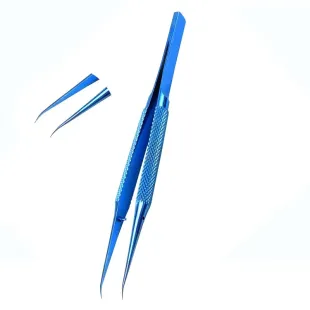 Blue 0.15 Titanium Precision Tweezers for IC Work – Straight / Bent
