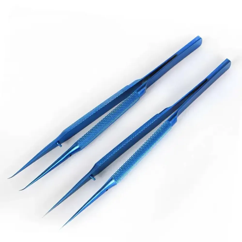 Blue 0.15 Titanium Precision Tweezers for IC Work – Straight / Bent