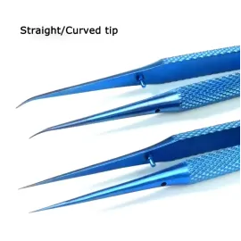 Blue 0.15 Titanium Precision Tweezers for IC Work – Straight / Bent
