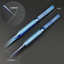 Blue 0.15 Titanium Precision Tweezers for IC Work – Straight / Bent