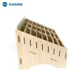 Sunshine SS-001B 24 Grid Wooden Desktop Storage Box Mobile Phone Management Storage Box Creative Desktop Office Meeting Finishing Grid Multi Cell Phone Rack Display (Buy UToolsZone)