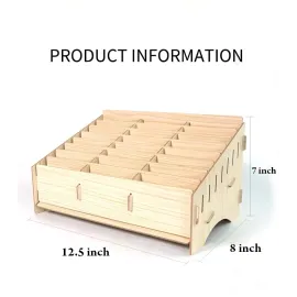 Sunshine SS-001B 24 Grid Wooden Desktop Storage Box Mobile Phone Management Storage Box Creative Desktop Office Meeting Finishing Grid Multi Cell Phone Rack Display (Buy UToolsZone)