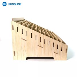 48 Grid Wooden Desktop Storage Box Mobile Phone Management Storage Box Creative Desktop Office Meeting Finishing Grid Multi Cell Phone Rack Display (48)