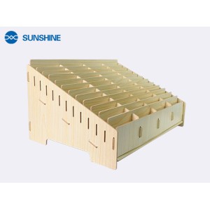 48 Grid Wooden Desktop Storage Box Mobile Phone Management Storage Box Creative Desktop Office Meeting Finishing Grid Multi Cell Phone Rack Display (48)